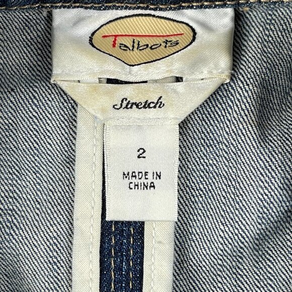 Talbots Jean Jacket Womens Size 2 Stretch Blue Denim 2 Button - Picture 2 of 9